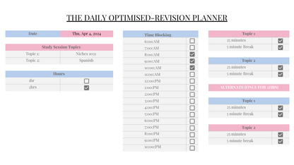 Daily Optimised-Revision Planner Template